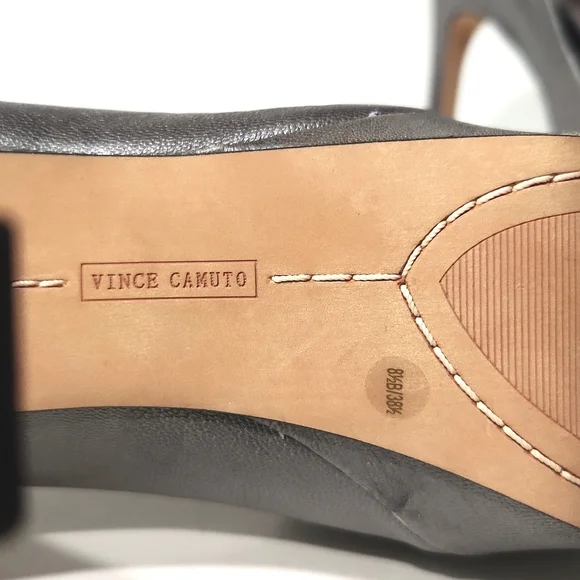 NEW Vince Camuto Leather Pewter Peep Toe Platform Bow Detail 5" Heels  Size 8.5B - Picture 13 of 15